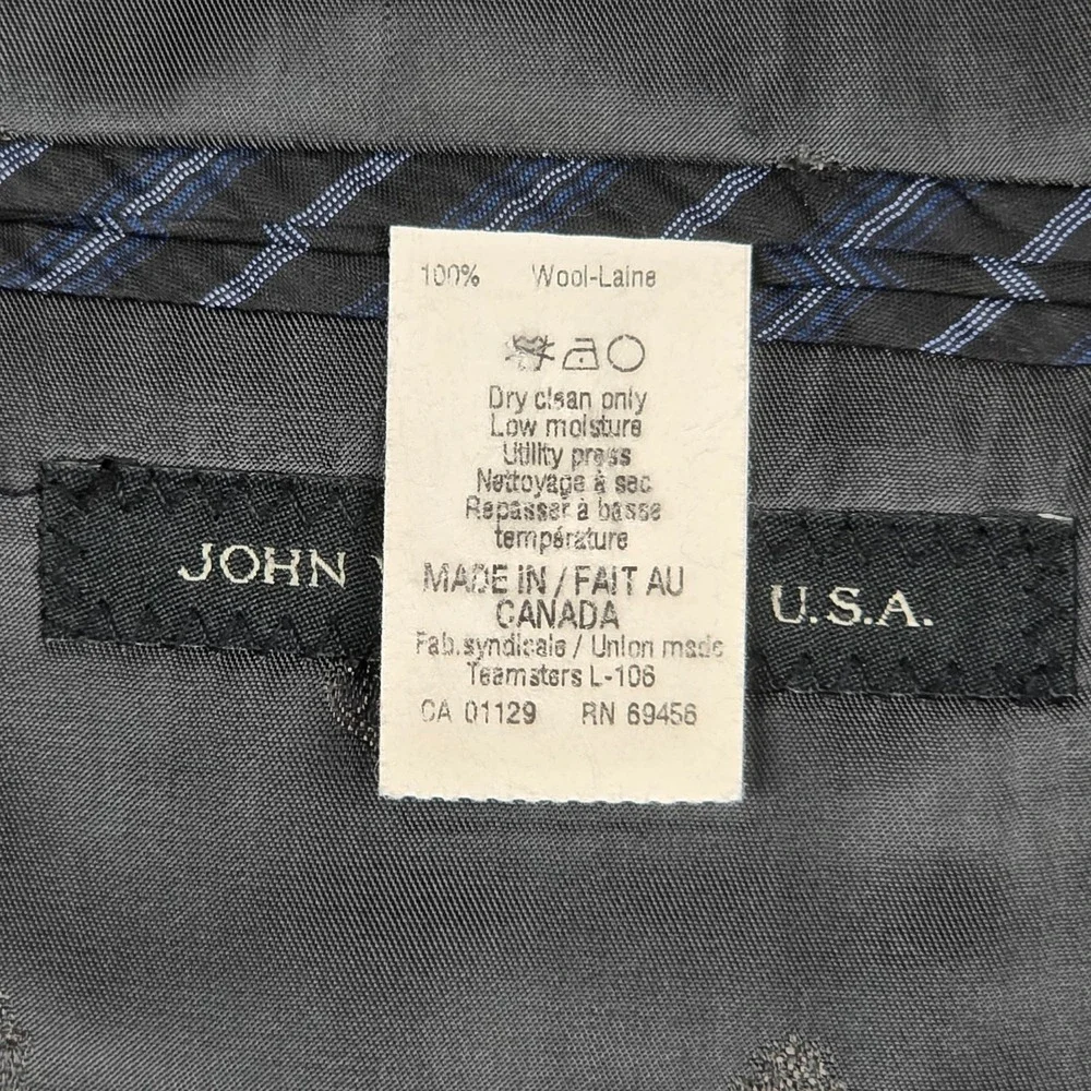 John Varvatos USA 100% Wool Gray Houndstooth Sport Coat Blazer Jacket Mens 40S